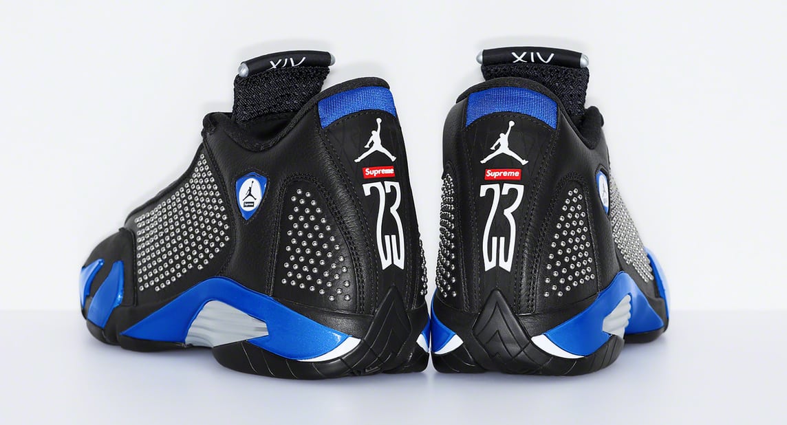 Supreme x Air Jordan 14 'Black/Blue' (Heel)