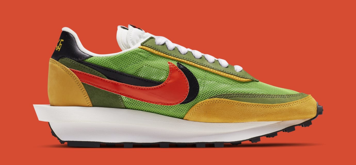 Sacai x Nike LDWaffle 'Green Gusto/Safety Orange/Black' BV0073-300 (Medial)