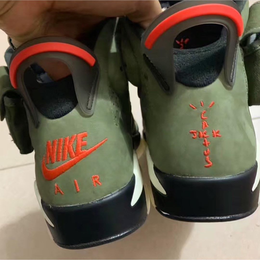 Travis Scott x Air Jordan 6 'Medium Olive' (Heel)