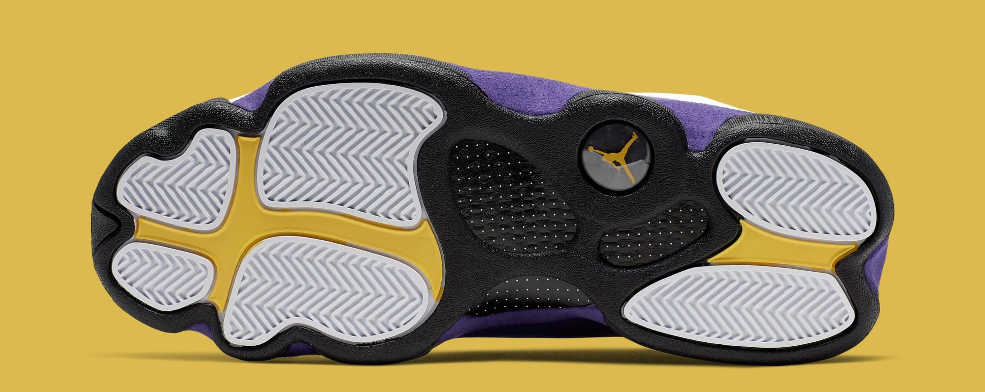 Air Jordan 13 'Lakers' White/Black/Court Purple/University Gold 414571-105 (Sole)