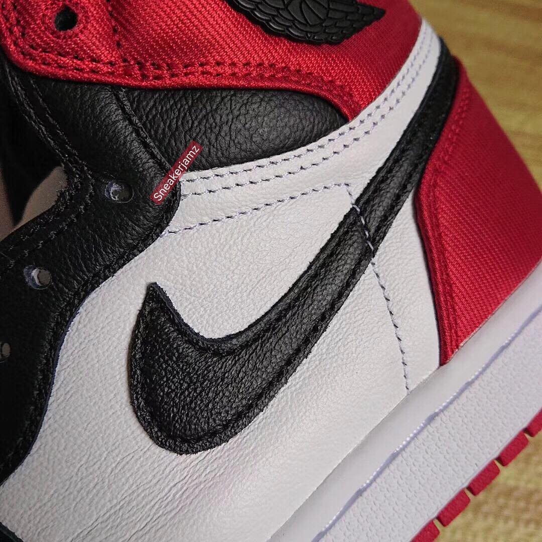 WMNS Air Jordan 1 'Satin Black Toe' (Swoosh)