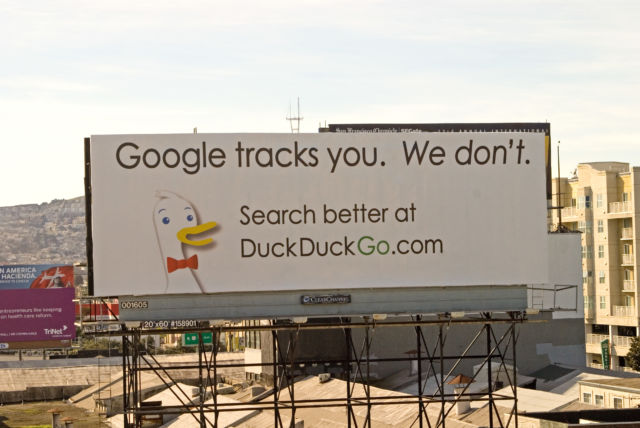 After eight years of billboard advertising on heavily trafficked routes in major cities, you'd think Circle would have noticed DuckDuckGo existed. Apparently not.