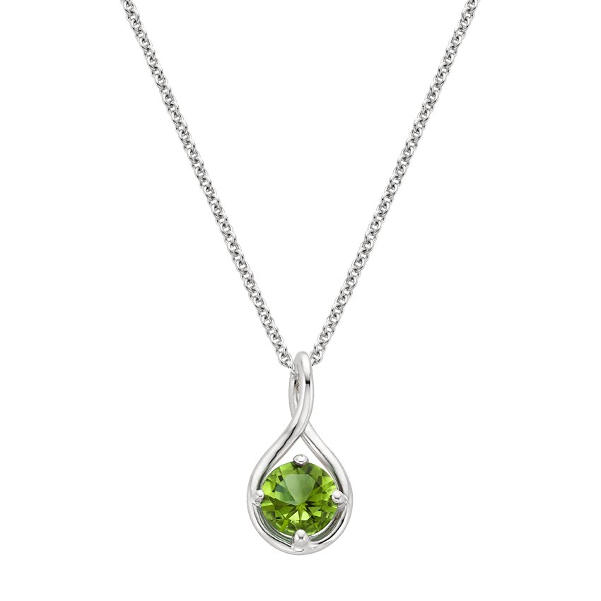 silver twist peridot pendant necklace