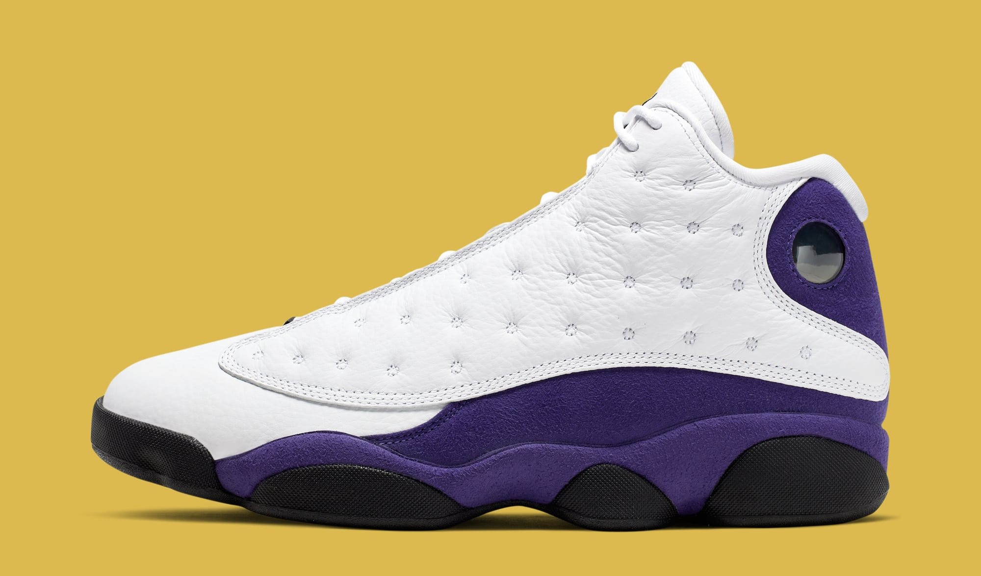 Air Jordan 13 'Lakers' White/Black/Court Purple/University Gold 414571-105 (Lateral)