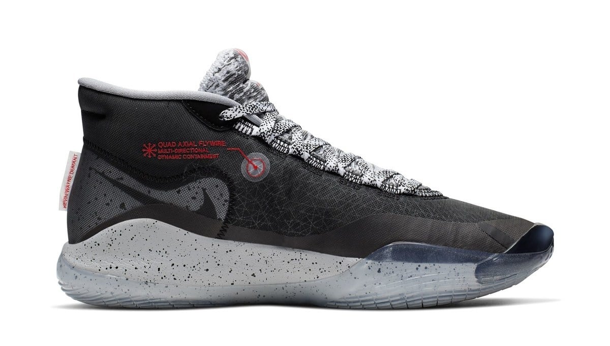 Nike Zoom KD 12 'Black/Cement Grey-University Red' (Medial)