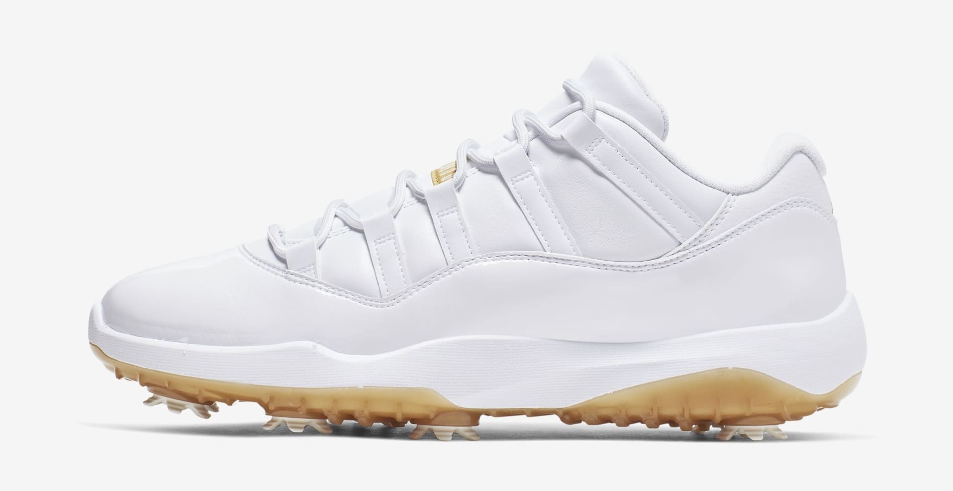 Air Jordan 11 Low Golf 'White/Metallic Gold' (Lateral)