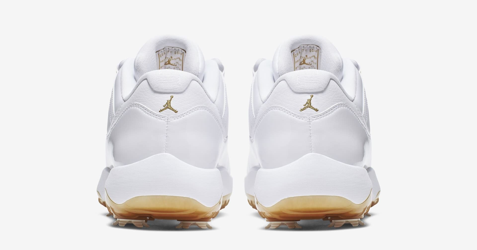 Air Jordan 11 Low Golf 'White/Metallic Gold' (Heel)