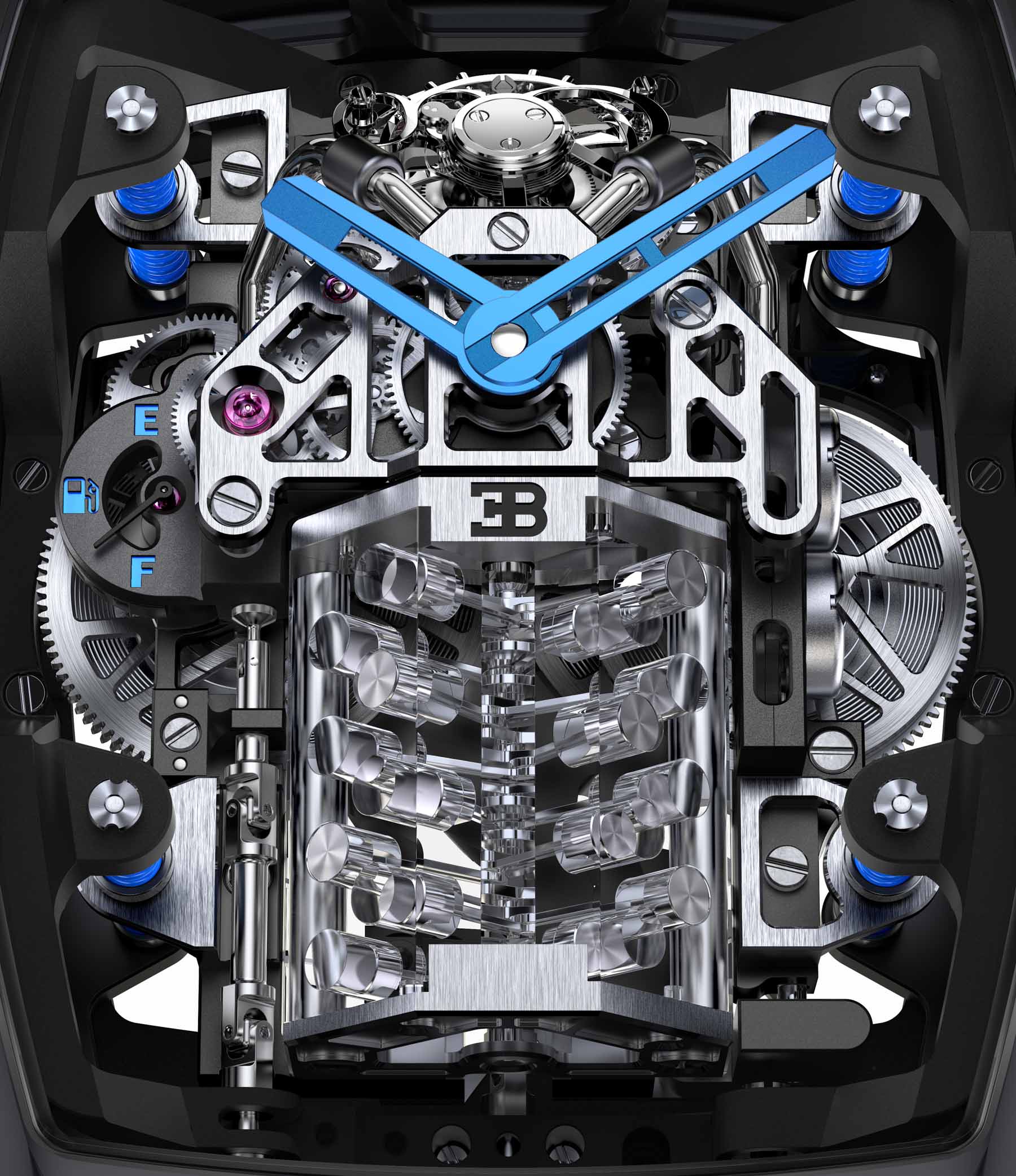 Jacob & Co. Bugatti Chiron Tourbillon Encapsulates A Working W16 Engine Watch Releases 