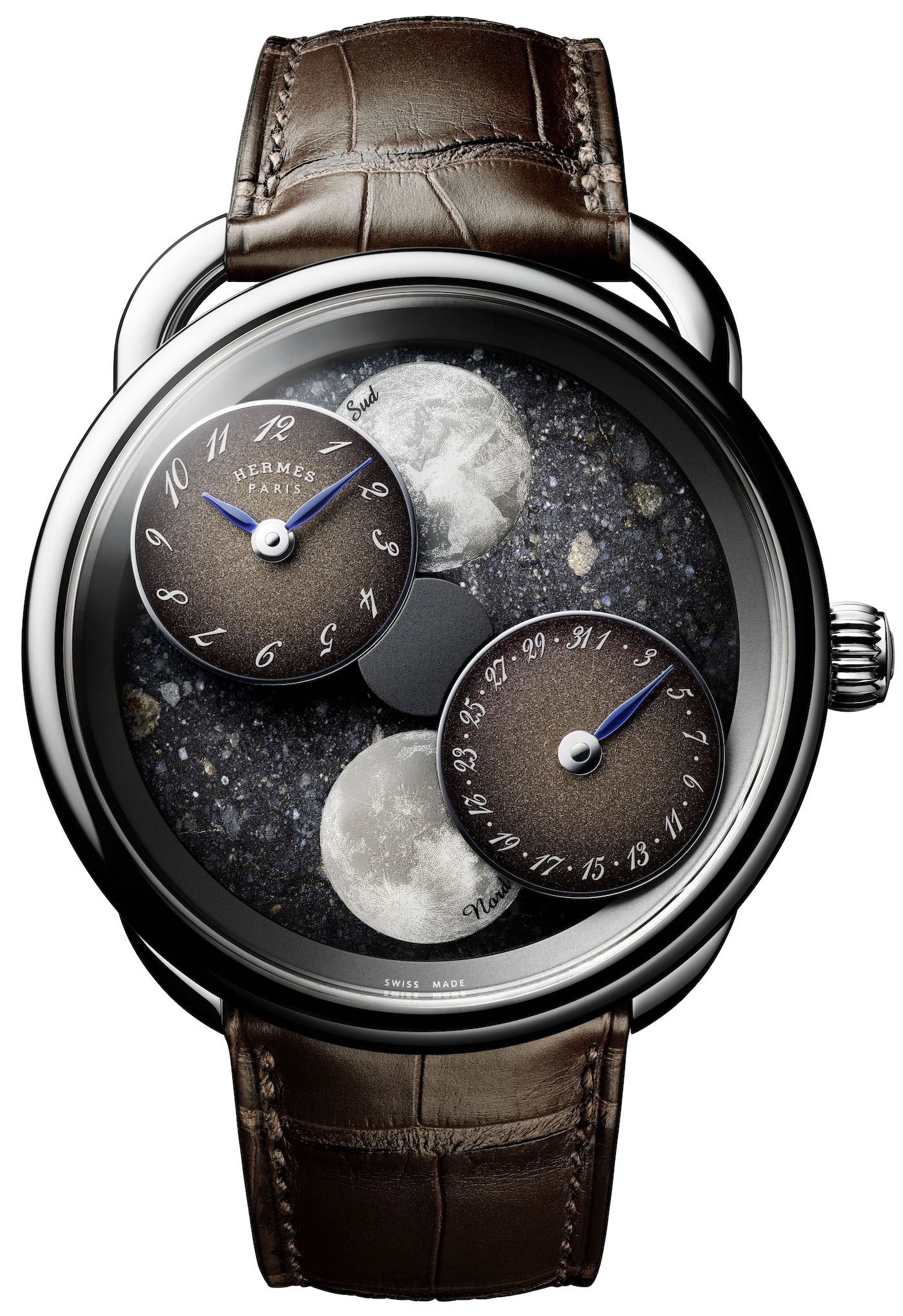 Hermѐs Arceau L’heure De La Lune Watch In New Meteorite, Lapis, And Blue Pearl Dials Watch Releases 